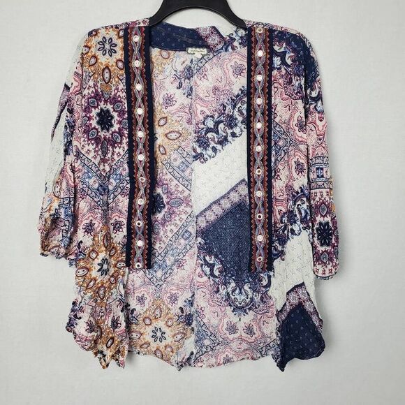 Eyeshadow Size SMALL Blue Floral Open Front Cover Top - Picture 5 of 8